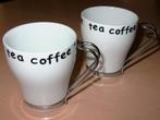 mok tea coffee met RVS handgreep, 2 stuks, Huis en Inrichting, Keuken | Servies, Overige typen, Ophalen of Verzenden, Zo goed als nieuw