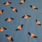 Promo! 4641) 145x50cm Katoenen flanel hondje blauw, Hobby en Vrije tijd, Stoffen en Lappen, Blauw, 120 cm of meer, Nieuw, Ophalen of Verzenden