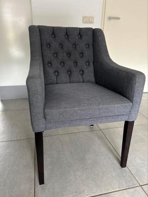 4 x Stijlvolle BOCX Interiors eetkamer stoel – grijs, Huis en Inrichting, Stoelen, Zo goed als nieuw, Eén, Stof, Grijs, Ophalen of Verzenden