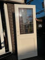 Witte binnendeur met glas-in-lood, Doe-het-zelf en Verbouw, Deuren en Horren, Ophalen, Gebruikt, Minder dan 80 cm, Binnendeur