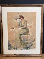 Dame zittende pose. Origineel. Art Nouveau. Rond 1915, Ophalen of Verzenden