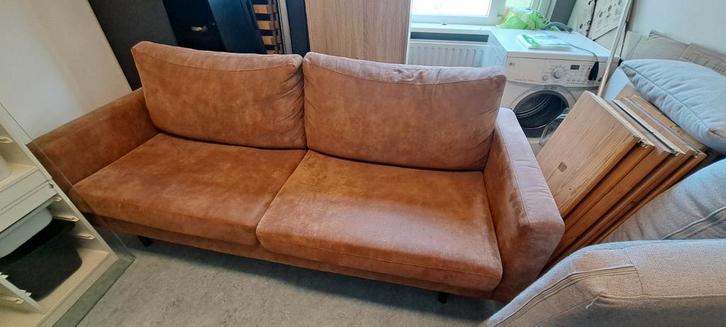 Cognac Kleurige Bank - 2/3 Zits, Huis en Inrichting, Banken | Bankstellen, Driepersoons, 200 tot 250 cm, 75 tot 100 cm, Ophalen of Verzenden