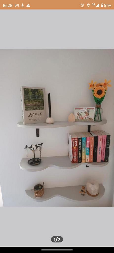 Boeken planken golvend handgemaakt, Huis en Inrichting, Woonaccessoires | Wandplanken en Boekenplanken, Nieuw, Ophalen