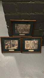vintage prenten in lijst 3 stuks, Huis en Inrichting, Ophalen, Zo goed als nieuw, Hout, Minder dan 50 cm