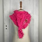 Stoere gehaakte omslagdoek neon roze, Hobby en Vrije tijd, Breien en Haken, Nieuw, Overige typen, Ophalen of Verzenden, Haken