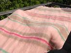 vintage wollen deken, jaren 50 60 roze streep groot 200x215, Huis en Inrichting, Woonaccessoires | Plaids en Woondekens, Ophalen