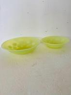 Copier glazen Gutta schalen (2) jaren 30, Gebruikt, Schaal, Leerdam, Rond