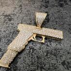 14 karaat gouden kettinghanger pistool model, Sieraden, Tassen en Uiterlijk, Kettinghangers, Ophalen of Verzenden, Nieuw, Goud