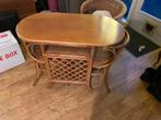 Rotan bistro eet tafel setje + 2 stoelen in prima staat, Ophalen, Twee, Bruin, Riet of Rotan