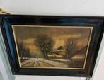 Antiek schilderij winter landschap, Antiek en Kunst, Ophalen of Verzenden
