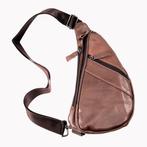 Platte Crossbodytas Unisex Bruin Leren Schoudertas Heuptas, Sieraden, Tassen en Uiterlijk, Tassen | Schoudertassen, Overige merken