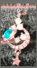 Ketting Maan sterren aquamarijn steen, Verzenden, Nieuw, Zilver, Met hanger