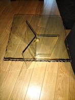 Zwaar glas bijzettafel, Huis en Inrichting, Tafels | Bijzettafels, Minder dan 55 cm, Rond, Ophalen, 45 tot 60 cm