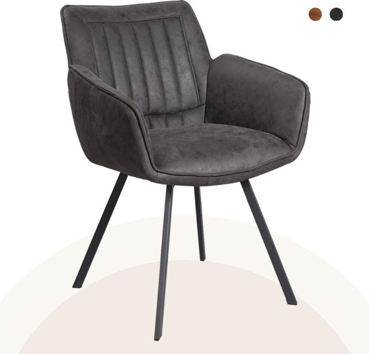 Eetkamerstoel Duke antraciet met armleuning €59,95p/st., Huis en Inrichting, Stoelen, Nieuw, Vijf, Zes of meer stoelen, Kunststof