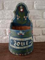 Antieke zoutbak. Volkskunst. Handgeschilderd. 27x14x11 cm., Ophalen of Verzenden, Gebruikt