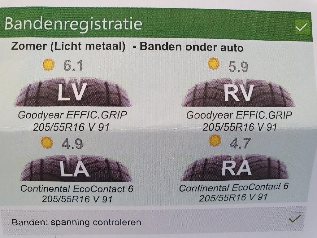 Autobanden 205/55 R16 V, Ophalen