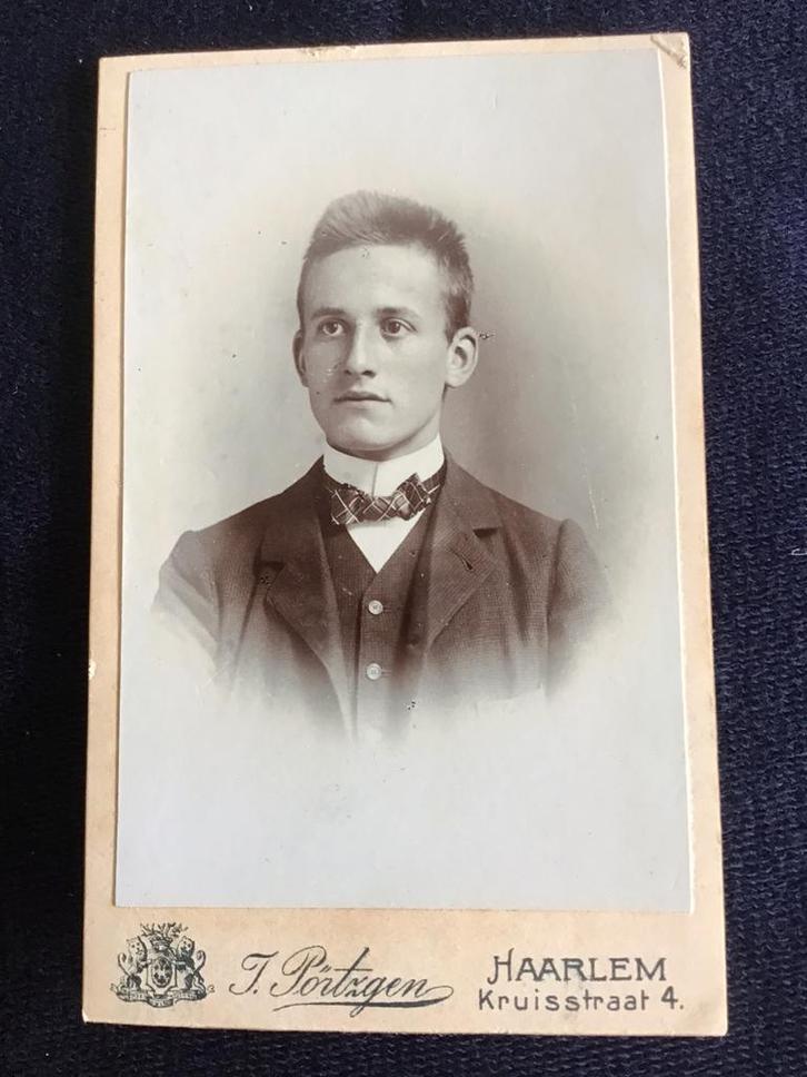 CDV, Jongeman, J. Pörtzgen, Haarlem, Carte de Visite, Verzamelen, Foto's en Prenten, Gebruikt, Foto, Voor 1940, Ophalen of Verzenden