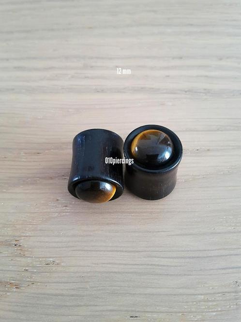 Nieuwe pluggen, tunnels. Hout. Tijgeroog. 12, 14 mm., Sieraden, Tassen en Uiterlijk, Piercings, Zo goed als nieuw, Oor- of Traguspiercing
