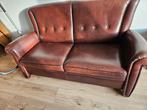 Leren stoel en ruime 2 zits bank, Ophalen, Gebruikt, Rechte bank, Leer