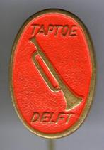 Taptoe Delft rood op koper speldje ( V_098 ), Verzenden, Zo goed als nieuw, Transport, Speldje of Pin