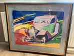 Kleurrijke Oldtimer Litho/Zeefdruk - Gesigneerd, Antiek en Kunst, Kunst | Litho's en Zeefdrukken, Ophalen