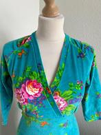 King Louie maat M turquoise velvet fluweel jurk 2475, Kleding | Dames, Maat 38/40 (M), Blauw, Ophalen of Verzenden, Zo goed als nieuw