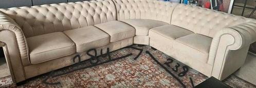 Velvet chesterfield hoekbank, Huis en Inrichting, Banken | Complete zithoeken, Gebruikt, Ophalen of Verzenden