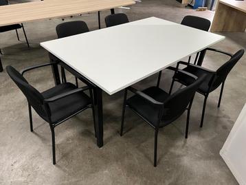 Vergadertafel N-poot 180x113cm zwevend blad - wit/zwart beschikbaar voor biedingen