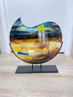 Grote Glazen Vaas op Metalen Standaard - 45x49cm