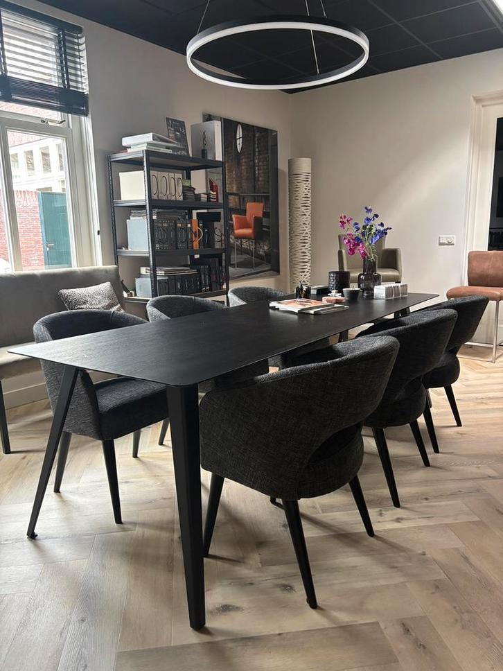 6 NIEUWE design eetkamerstoelen in luxe stof, Huis en Inrichting, Stoelen, Nieuw, Vijf, Zes of meer stoelen, Stof, Zwart, Ophalen of Verzenden