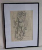 Terwinselen vrouw in Limburg Hubert Bekman potlood tekening, Antiek en Kunst, Kunst | Tekeningen en Foto's, Verzenden