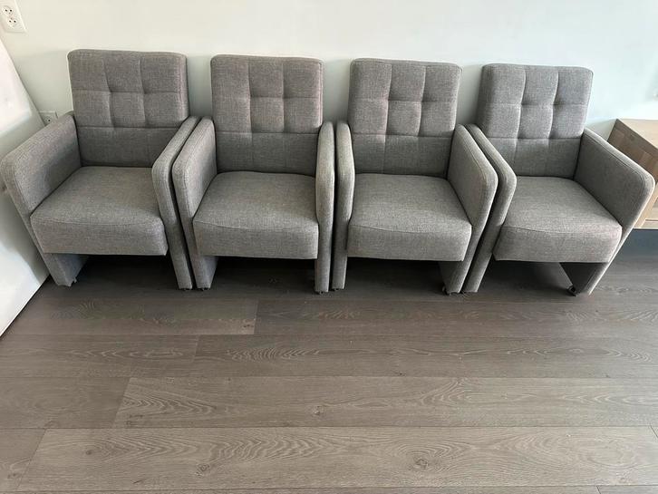 Eetkamerstoelenset (4 stuks) zgan, Huis en Inrichting, Stoelen, Zo goed als nieuw, Vier, Grijs, Ophalen