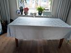 Lichtblauw Damast Tafelkleed Ovaal + 6 Placemats, Huis en Inrichting, Ophalen of Verzenden, Nieuw, Ovaal, Binnen