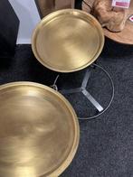 Goud met zwart kleurige salontafelsetje, Ophalen, Modern, industrieel, 50 tot 75 cm, Rond