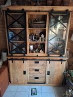 Houten buffetkast met schuifdeuren, Ophalen, 150 tot 200 cm, Glas, 150 tot 200 cm