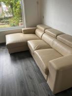 Mooie beige leren hoekbank, Antiek en Kunst, Antiek | Meubels | Stoelen en Banken, Ophalen of Verzenden