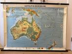 School landkaart Australië en Nieuw Zeeland, Antiek en Kunst, Ophalen, Aardrijkskunde