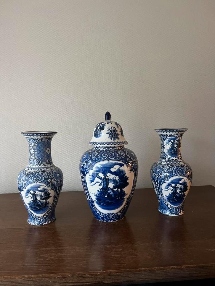 Delfts Blauw Vaas Set, Antiek en Kunst, Antiek | Vazen, Ophalen