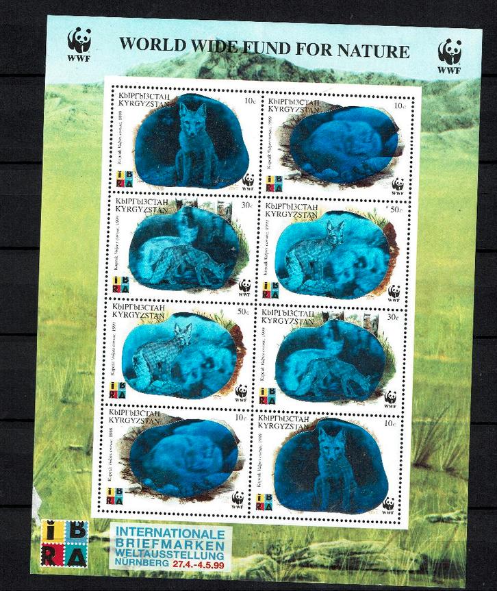 KYRGYZSTAN 1999 PF WWF BLOK WOESTIJNVOS WILDLIFE ZOOGDIEREN, Postzegels en Munten, Postzegels | Thematische zegels, Postfris, Dier of Natuur