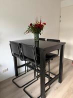 Hoge Eetkamertafel met 4 Stoelen, Huis en Inrichting, Barkrukken, Ophalen, Gebruikt, 90 cm of meer, 4 krukken
