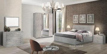 Slaapkamer Complete set Monza hoogglans marmer- wit -ACTIE- beschikbaar voor biedingen