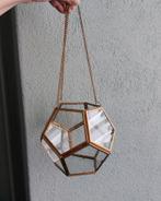 Geometrisch glas bloempot terrarium goudkleurig, Huis en Inrichting, Gebruikt, Ophalen of Verzenden