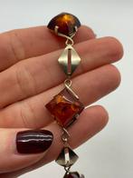 A402 Prachtige zilverem armband barnsteen, Sieraden, Tassen en Uiterlijk, Antieke sieraden, Ophalen of Verzenden, Zilver, Armband