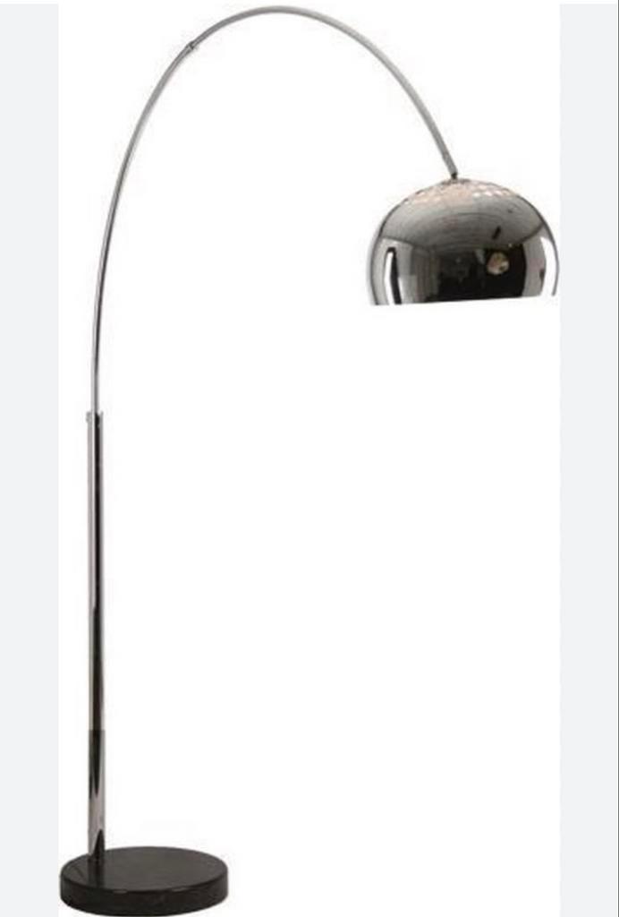 Moderne Booglamp Chroom, Huis en Inrichting, Lampen | Vloerlampen, Gebruikt, 200 cm of meer, Metaal, Ophalen of Verzenden