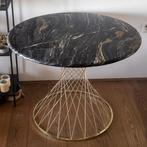 Luxe marmeren tafel – zwart blad & gouden onderstel - nieuw, Huis en Inrichting, Tafels | Eettafels, Ophalen, Rond, Nieuw, Vier personen