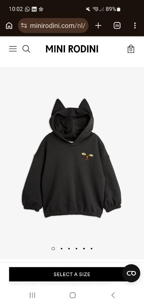 Mini rodini sweater black catears kattentrui 128134, Jongen of Meisje, Trui of Vest, Ophalen of Verzenden, Zo goed als nieuw