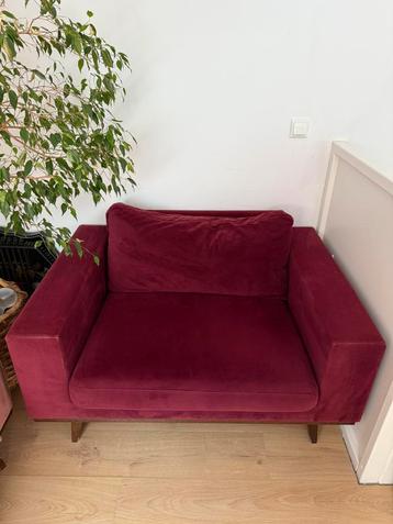 Loveseat Torino Bordeaux/wijnrode velours (fluwelen) stof beschikbaar voor biedingen