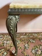 Vintage onyx marmeren tafeltje met bronzen poten, Ophalen, Minder dan 55 cm, Gebruikt, Vintage