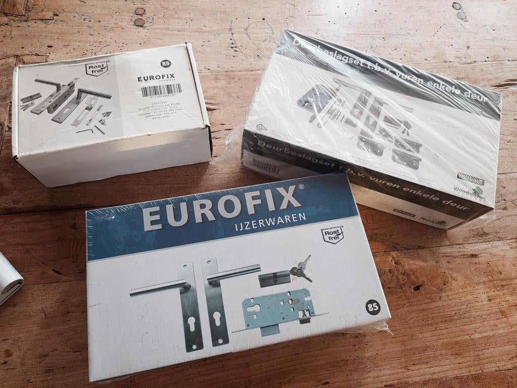 Nieuw deurbeslag Eurofix RVS & Hill hout rvs, Doe-het-zelf en Verbouw, Hang- en Sluitwerk, Ophalen of Verzenden, Nieuw, Rvs, Slot
