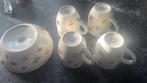 DE mokken (4x) + bonbonschaal - Fleurs de campagne, Ophalen, Gebruikt, Overige stijlen, Kop(pen) en/of Schotel(s)